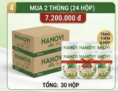 Mua. 2 Thùng Thực Dưỡng Thuần Chay Nanovi Plus 900g Tặng kèm 6 hộp
