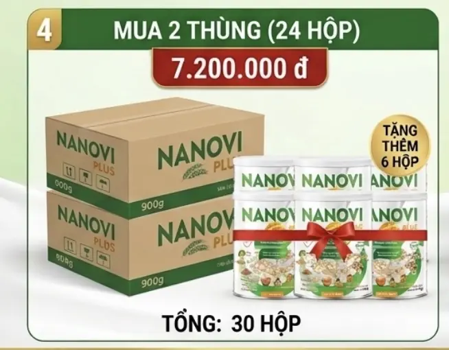 Mua. 2 Thùng Thực Dưỡng Thuần Chay Nanovi Plus 900g Tặng kèm 6 hộp